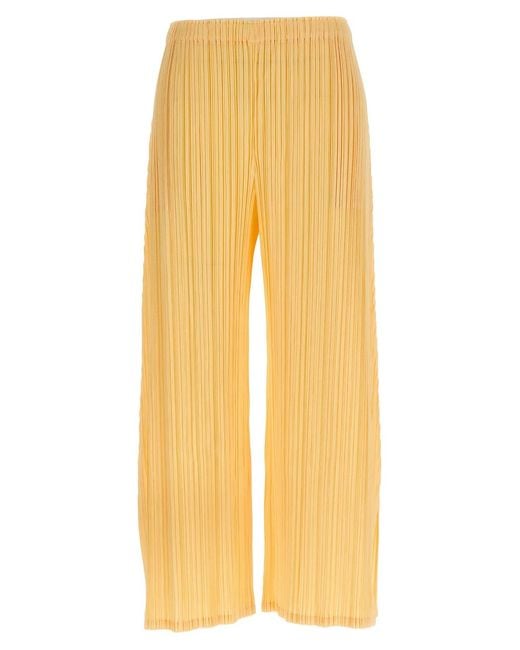 Pleats Please Issey Miyake Yellow 'Mellow Pleats' Pants