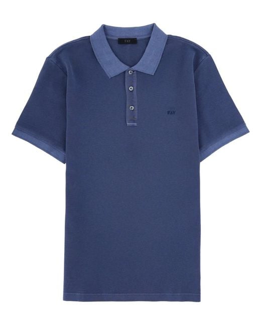 Fay Blue Polo With Logo for men