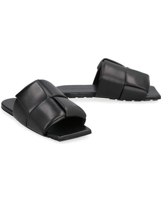 Bottega Veneta Black Patch Leather Mules