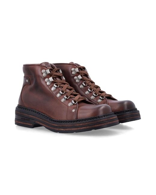 Miu Miu Purple Antiqued Leather Booties