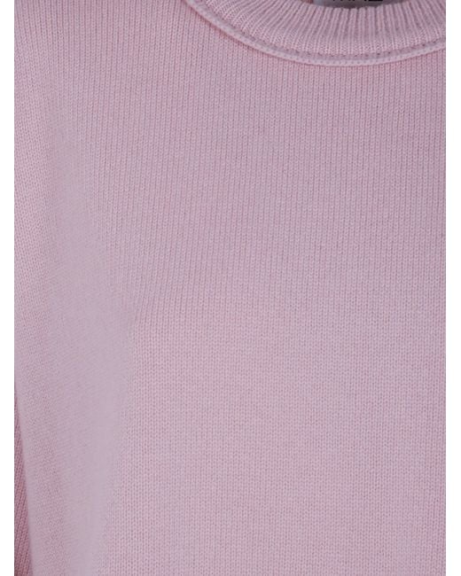 Mrz Purple Cropped Oversized Round Neck Sweater