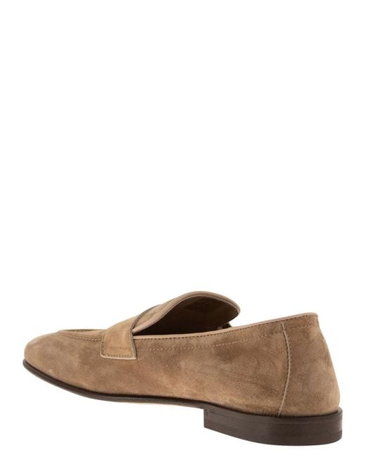 Brunello Cucinelli Brown Soft Suede Penny Loafer for men