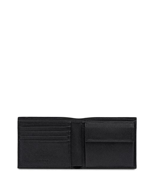 Prada Black Leather Bill Wallets for men