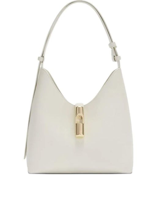 Furla White Goccia" Night Calf Leather Small Hobo Bag