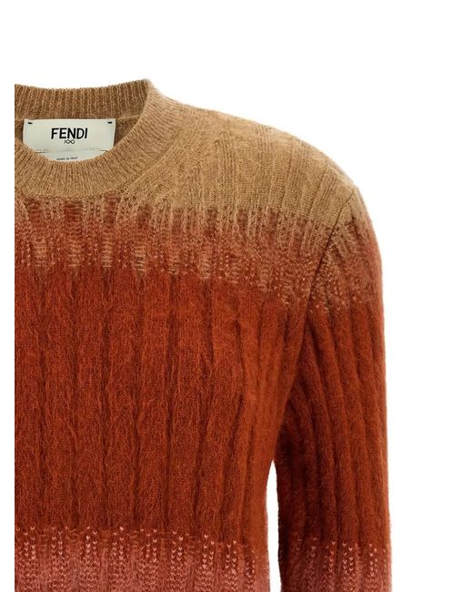 Fendi Brown Ombre Wool Crewneck Sweater
