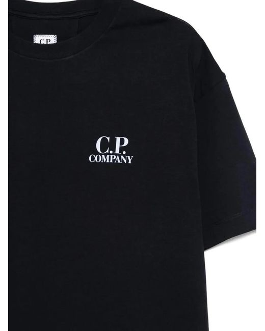 C P Company Black C.P.Company Cotton T-Shirt With Logo Print for men