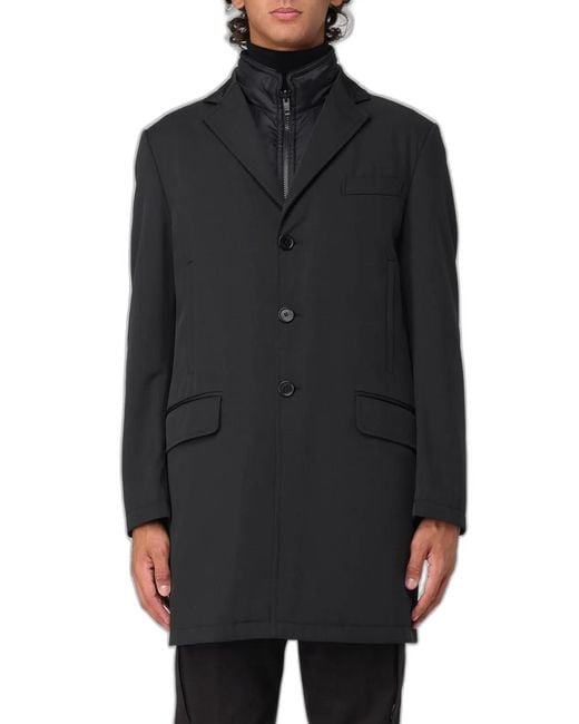 Fay Black Double Polyester Coat for men