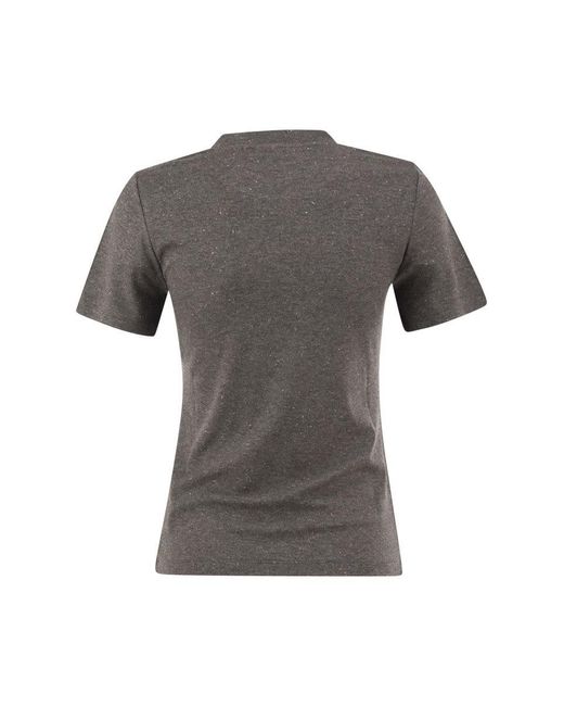 Peserico Gray Viscose Jersey T-Shirt With Lurex