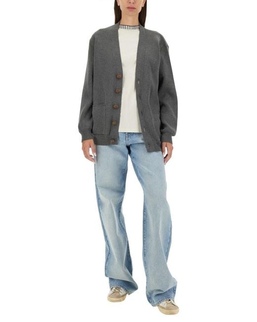 Golden Goose Deluxe Brand Gray Cardigan Con Logo