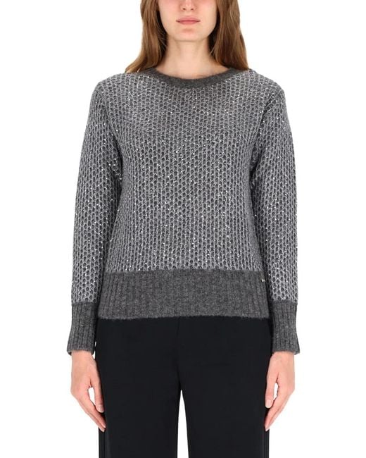 Herno Gray Metallic Effect Sequin Jersey