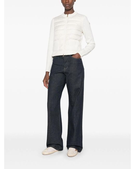 Moncler White Quilted Zip-Up Sweater for men