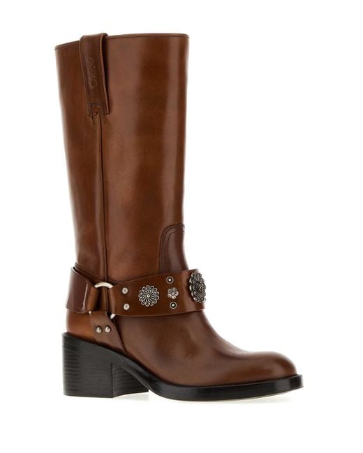 Chloé Brown Leather Dakota Boots
