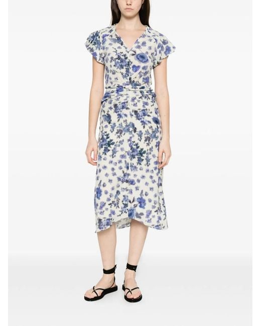 Isabel Marant Blue Terenae Dress Flower Print