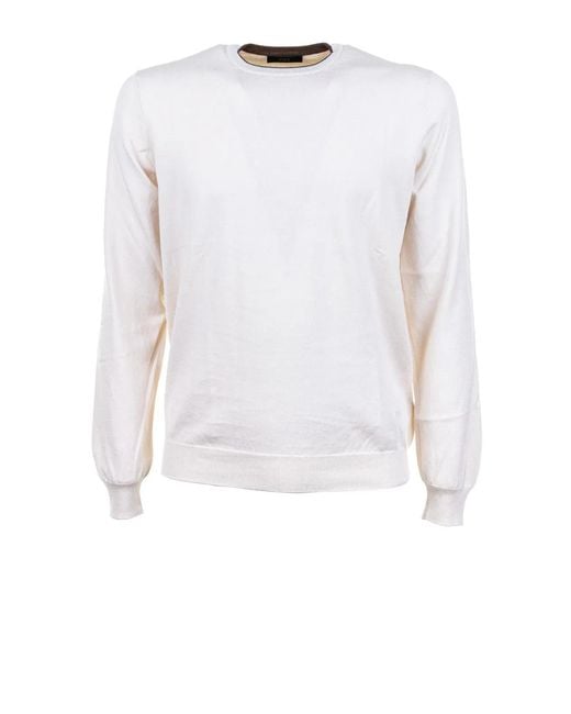 Fay White Crewneck Sweater for men