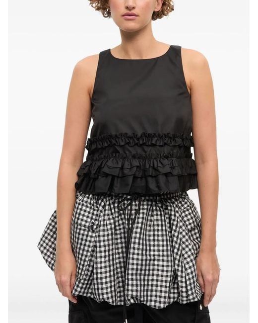 Ganni Black Nylon Tank Top