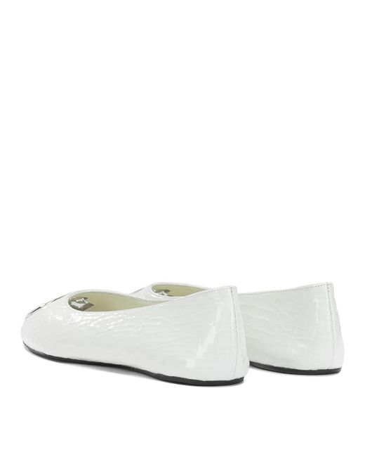 Tory Burch White Goat Bovine Leather Ballerinas