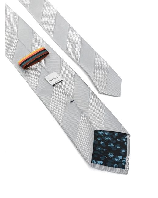 Paul Smith White Tie 8Cm Tonal Stripes for men