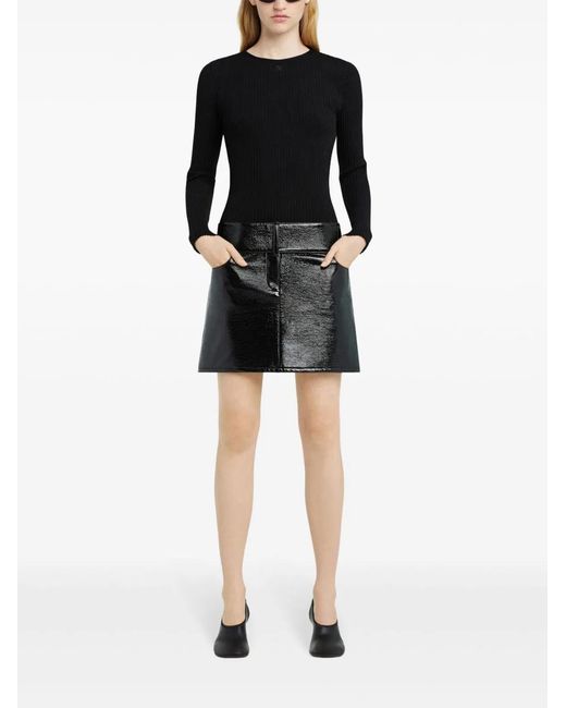 Courreges Black Courregès Cotton Blend A-Line Skirt