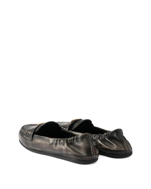 Prada Black Deconstructed And Flexible Nappa Leather Loafers