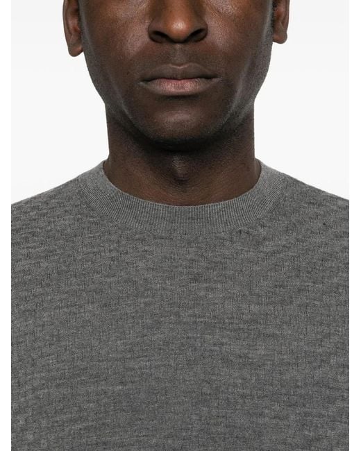 Emporio Armani Gray Wool Crewneck Sweater for men