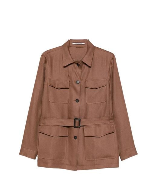 Tagliatore Brown Linen Jacket