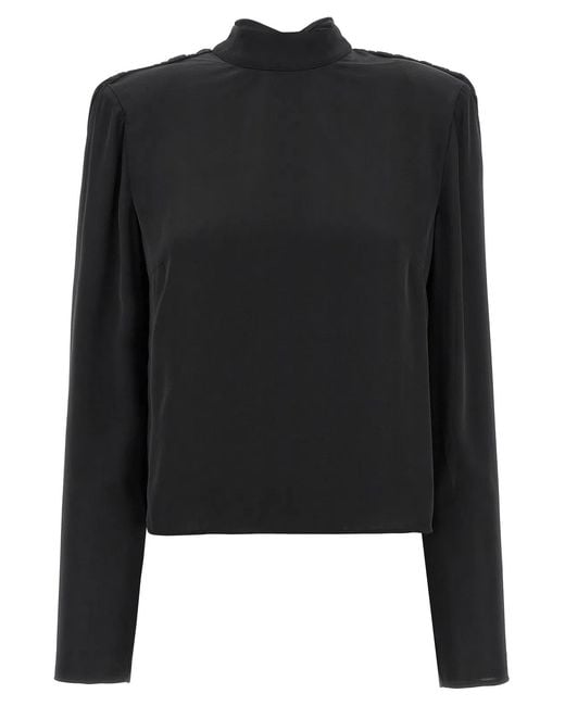 ROTATE BIRGER CHRISTENSEN Black Rotate Birger Christensen 'Satin Drapy Back' Top