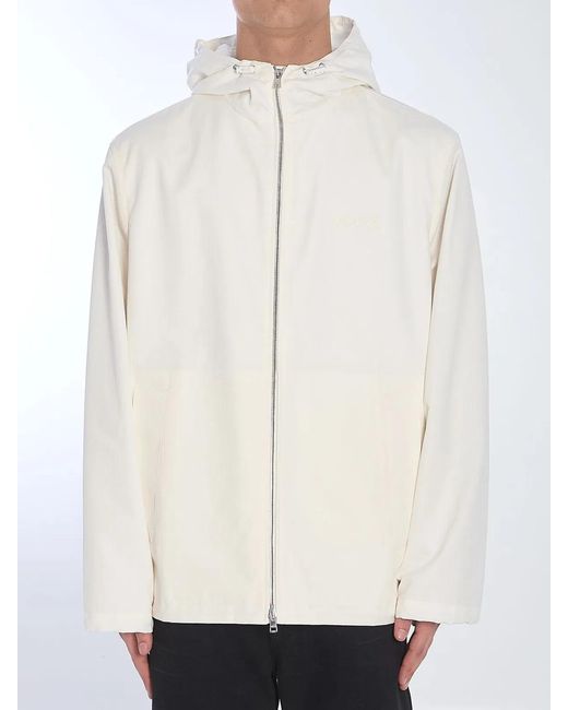 Gucci White Zip-Up Jacket With Logo Print for men