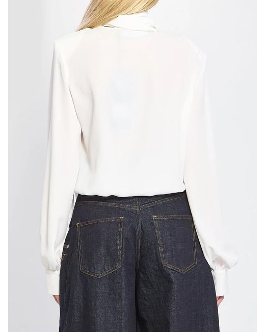 FEDERICA TOSI White Blusa Incrociata Con Sciarpina