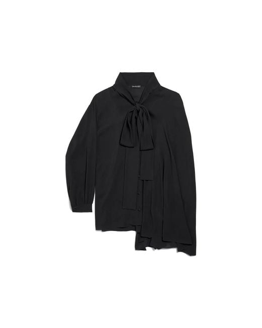 Balenciaga Black Georgette Scarf Blouse