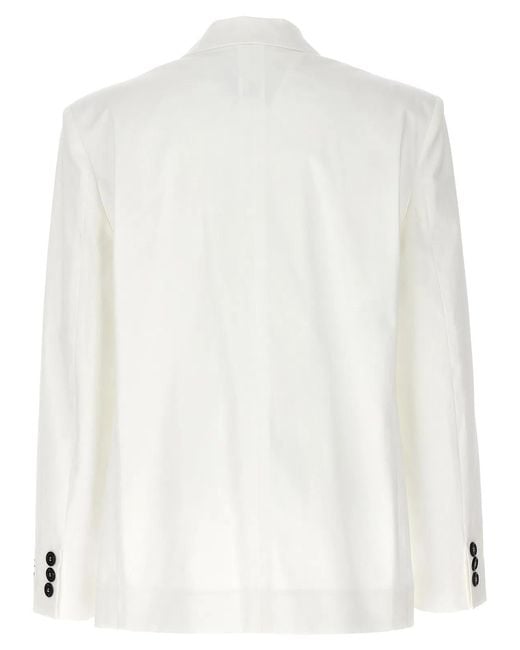 Moschino Natural Double-Breasted Cotton Blazer With Button Closure