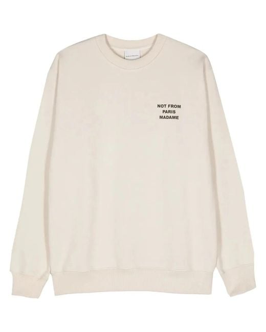 Drole de Monsieur White "Le Sweatshirt Slogan" Round Neck Sweatshirt for men