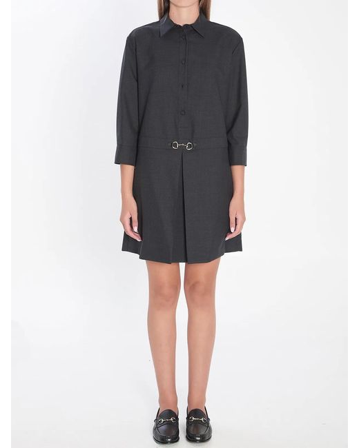 Gucci Black Charcoal Wool Polo Dress