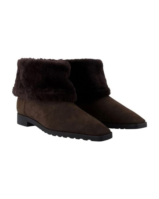 Totême Black Fold Down Ankle Boots