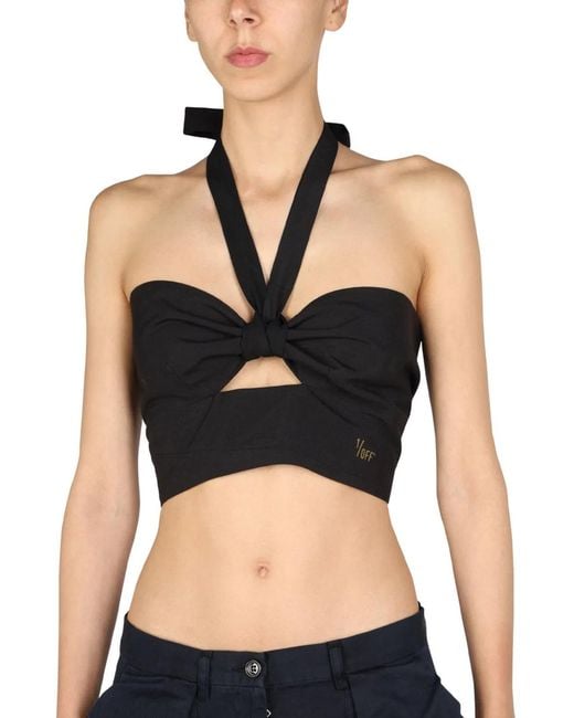 1/OFF Black Top With Crossed Straps