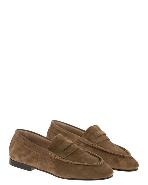 Anniel Brown Classic Suede Loafers