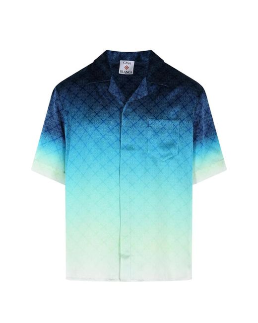 Casablanca Blue Circuit Monogram Silk Shirt for men