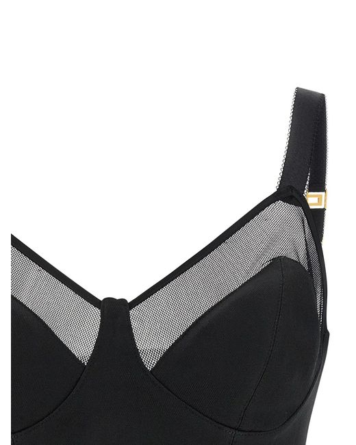 Elisabetta Franchi Black Cool Wool And Tulle Top