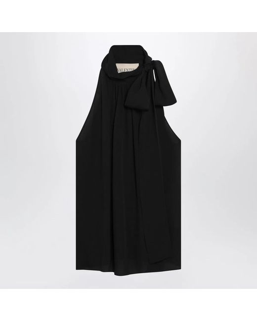 Valentino Black Silk Top With Neck Bow