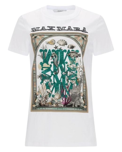 Max Mara Blue Tshirt Spadino Con Stampa