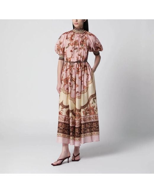 Zimmermann Brown Aster Puffsleeve Maxi Dress