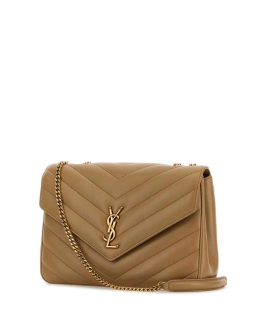 Saint Laurent Brown Camel Leather Large Lou Lou Shoulder Bag