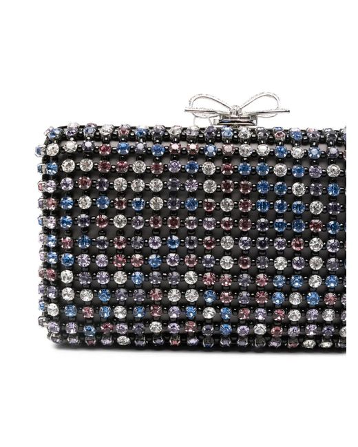 Self-Portrait Gray Crystal Embellished Clutch