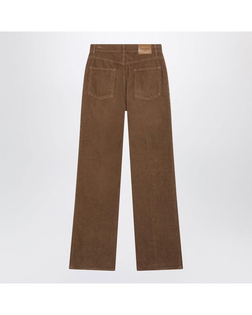 Saint Laurent Brown 1970S Fall Leaf Corduroy Trousers
