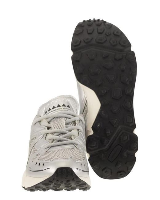 RUN OF White Leather And Fabric Trainers for men