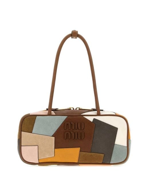 Miu Miu Multicolor Leather And Suede Shoulder Bag