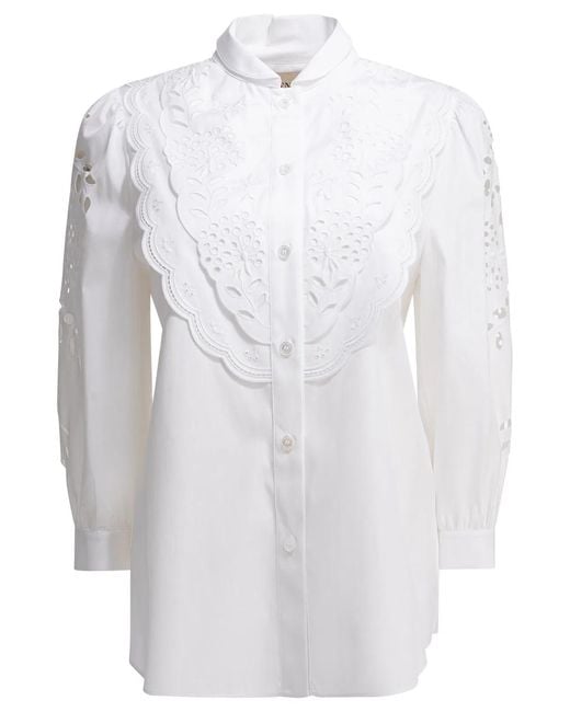Valentino White Embroidered Casual Shirt