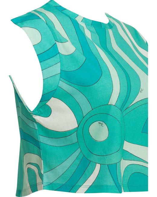 Emilio Pucci Green "Marmo" Cropped Top