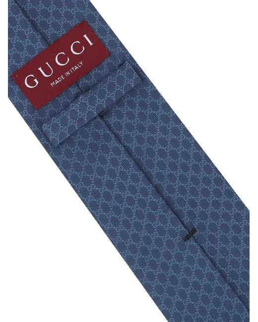 Gucci Blue Silk Jacquard Tie for men
