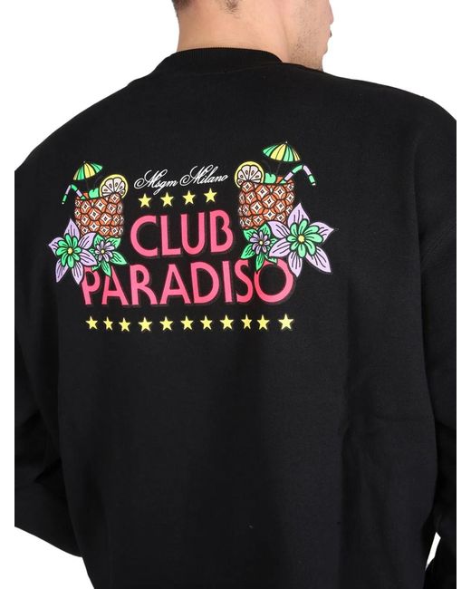 MSGM Black Sweatshirt With Logo Print for men