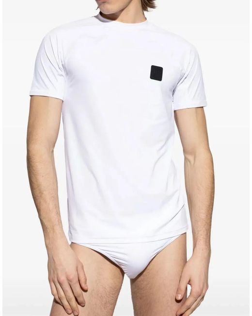 Balmain White Raglan Logo Patch T-Shirt for men